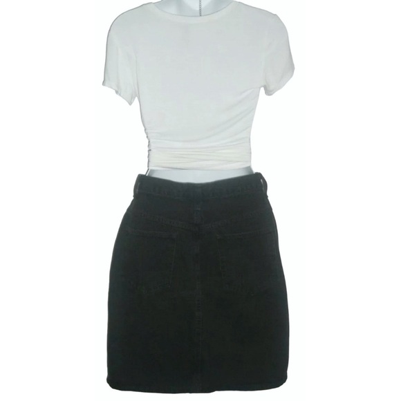 Vintage 80s Forenza Skirt High Waist Mom Denim Pencil Black Goth Punk egirl ALT - Picture 4 of 7